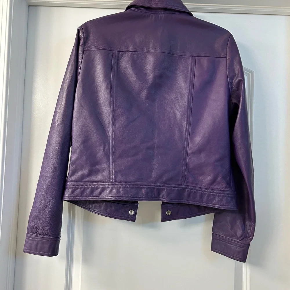 Vintage A.B. S. By Allen Schwartz purple Leather Jacket - Picture 9 of 10